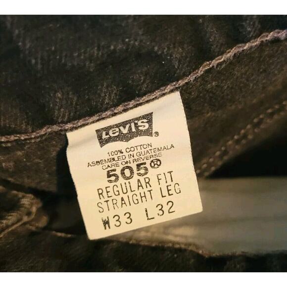 Vintage Levi's 505 Black Jeans 33x32 Regular Fit Straight Leg 90's Light Fade - Picture 3 of 14
